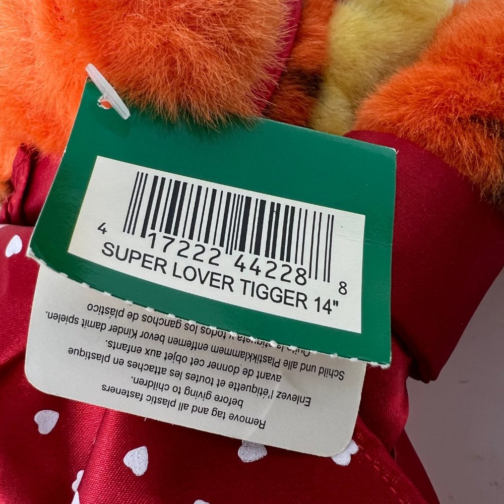 The Disney Store Super Lover Tigger Plush 14” Heart Costume Stuffed Animal - Picture 10 of 11